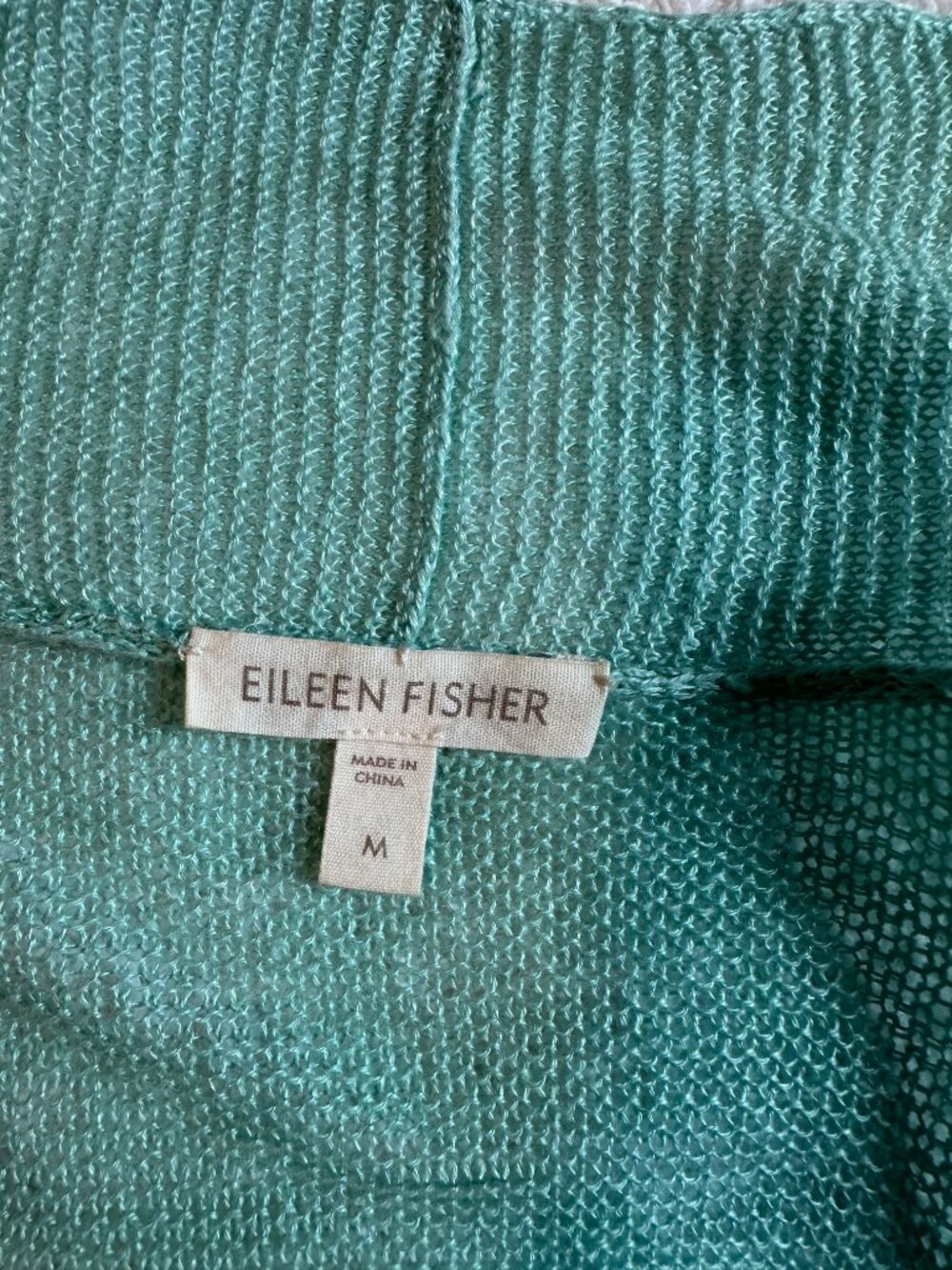 Eileen Fisher Cotton Tank and Linen Cardigan Set in Aqua size medium - Picture 6 of 10